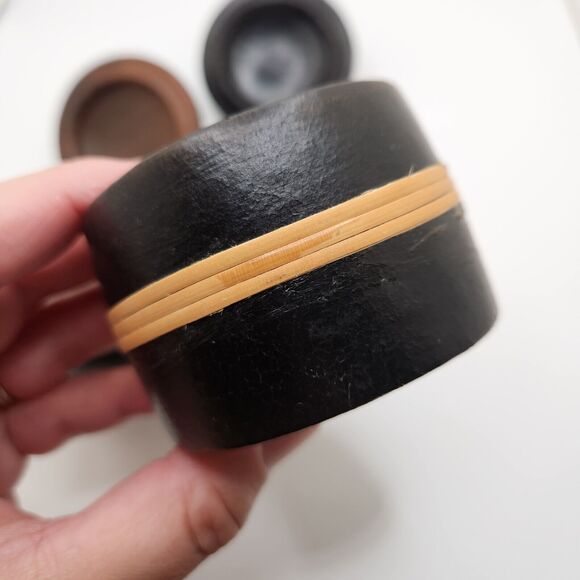 Set Of Primitive Rustic Small black Canisters Salt Cellar Spice Jar Earthy - Picture 6 of 9